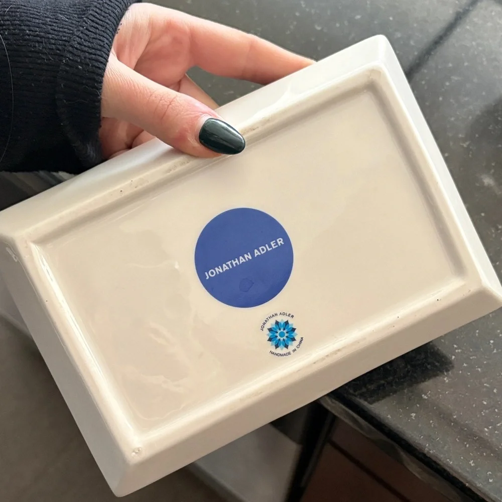 Jonathan Adler White and Blue Decorative Tray